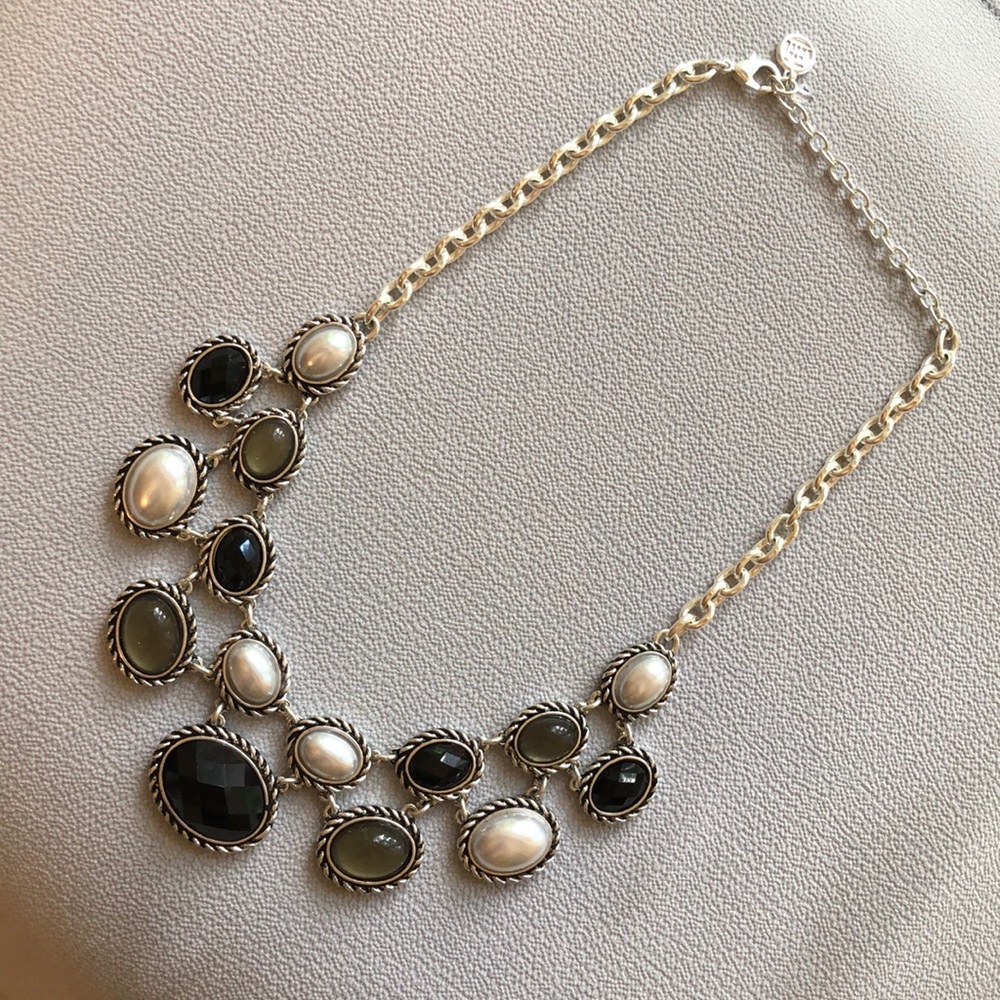 Beautiful Heavy Necklace. Has Black, Gray & Pearl